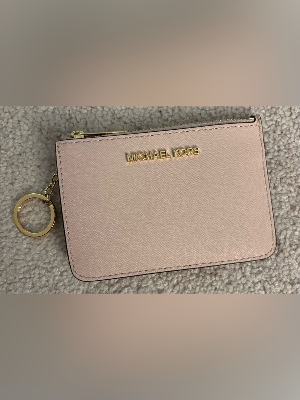 NWOT Michael Kors Jet Set Powder Blush Pink Saffiano Leather Coin Key Pouch